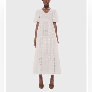 Mother Anglaise Broderick eyelet tiered v neck midi dress